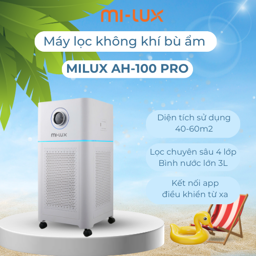 Máy Lọc Không Khí Bù Ẩm Mi-lux AH100pro 2025: Nâng Cấp Toàn Diện – Công Suất 68W, Lọc Sạch 99.9% Vi Khuẩn