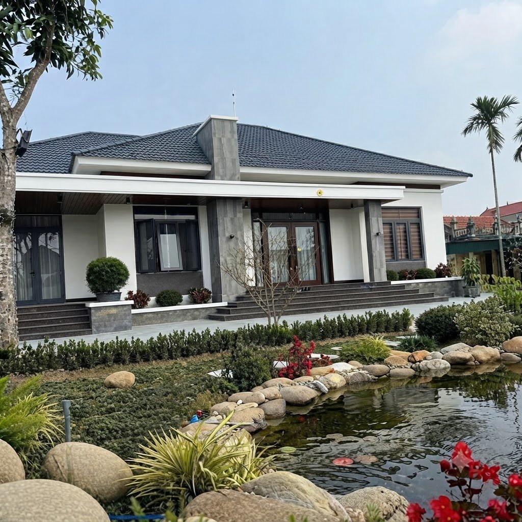 Thiết Kế Thi Công Nhà Mái Nhật Tại Đất Mới, Cà Mau